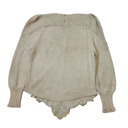Elizabeth 80s Vintage Beige Wool Jumper Women's Size M Eu 38