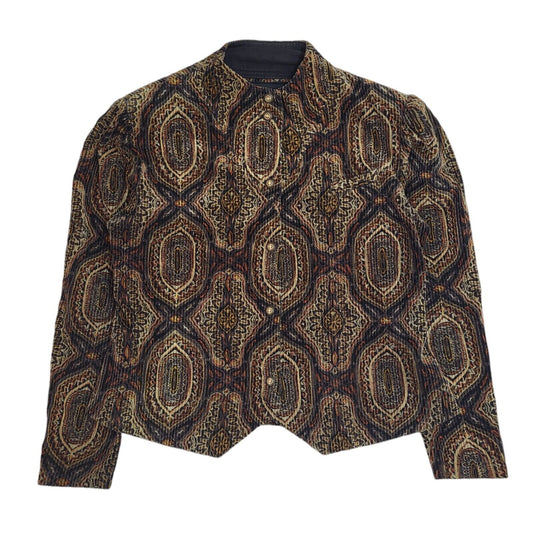 Vintage Brown Abstract 90s Vintage Corduroy Jacket Uk Women's Size 12