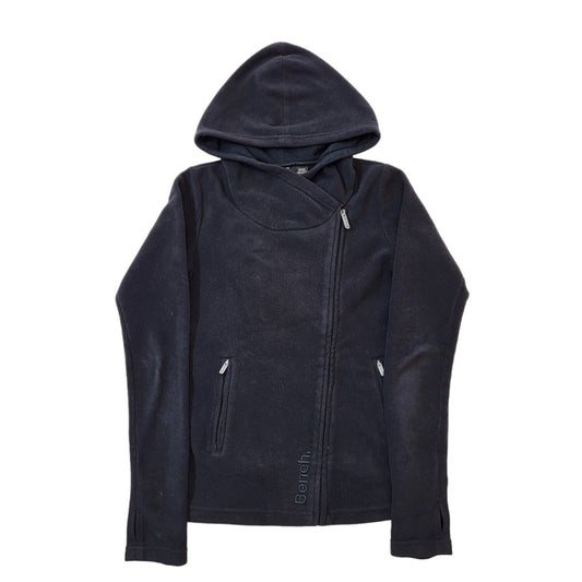 Bench Y2K Vintage Black Hooded Zip Up Fleece Women's Size XS