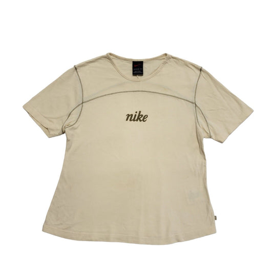 Nike 90s Vintage Beige Round Neck T-Shirt Uk Women's Size Medium