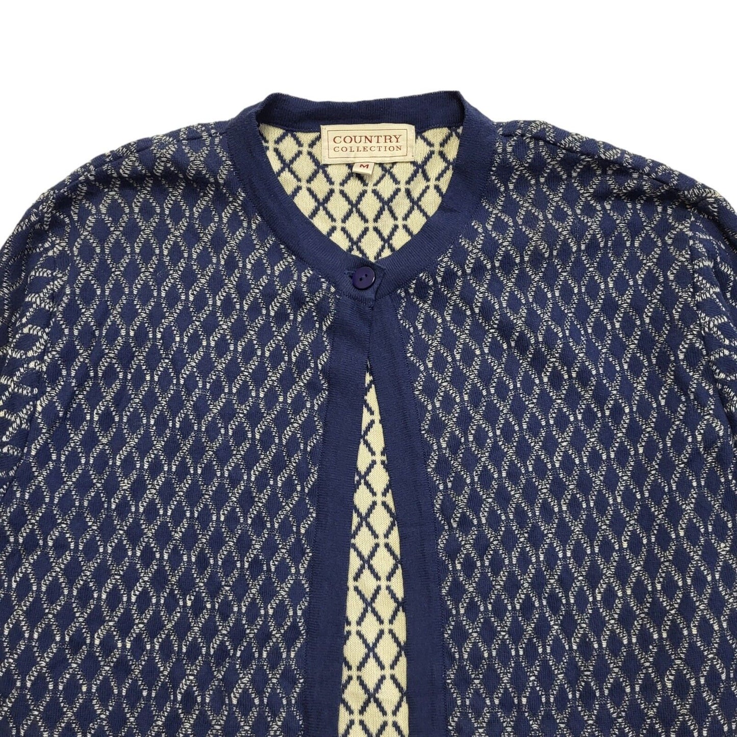 Country Collection Blue 80s Vintage Button Cardigan Uk Women's Size M