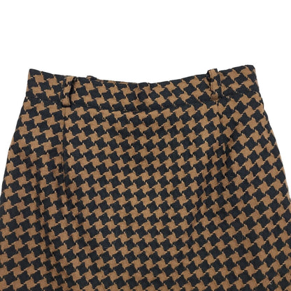 Whimsy Vintage 80's Brown & Black Houndstooth Straight Skirt Women's UK 14 W28