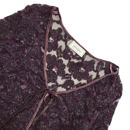 Principles Y2K Purple Floral Lace Tie Front Cardigan Womens UK Size 12