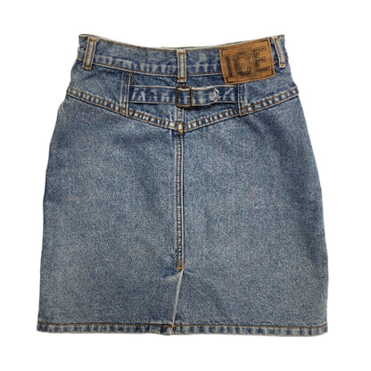 Ice 90s Vintage Blue Acid Wash Denim Mini Skirt Uk Women's Size XS W24