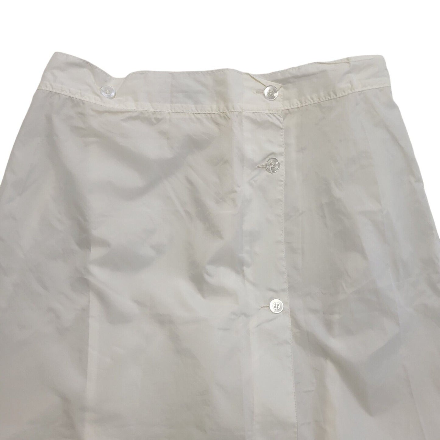 Nylontex Vintage 80's White Nylon Button Midi Skirt Womens UK Size 12 W29-30