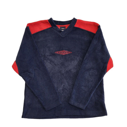 Umbro Y2K Vintage V-Neck Blue & Red Kids Fleece Size XL.