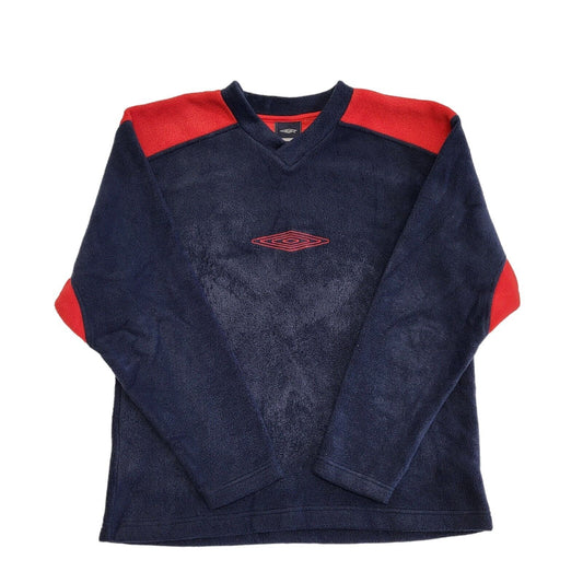 Umbro Y2K Vintage V-Neck Blue & Red Kids Fleece Size XL.