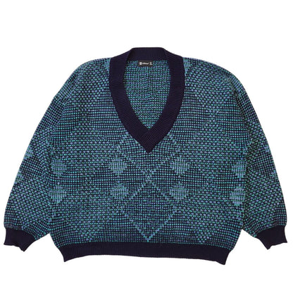 St Michael 80s Vintage Blue V-Neck Jumper Men's Size Medium
