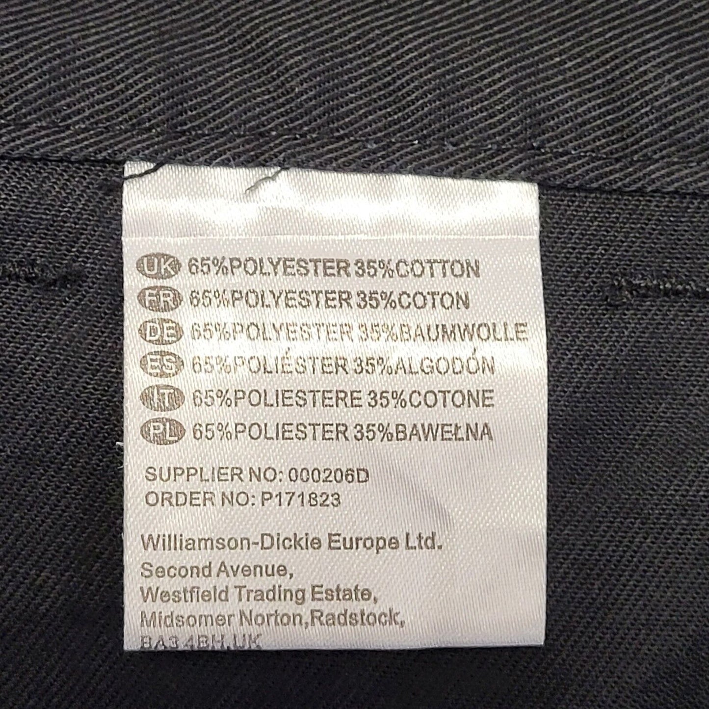 Dickies Black Straight Leg Workwear Trousers Men's Size XL W36 L32