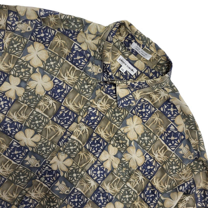 Pierre Cardin 90's Blue & Brown Short Sleeve Retro Shirt Mens UK Size XXL