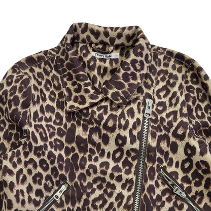 Cherry Koko Brown 90s Vintage Zipped Animal Print Jacket Uk Women's Size S Bnwt