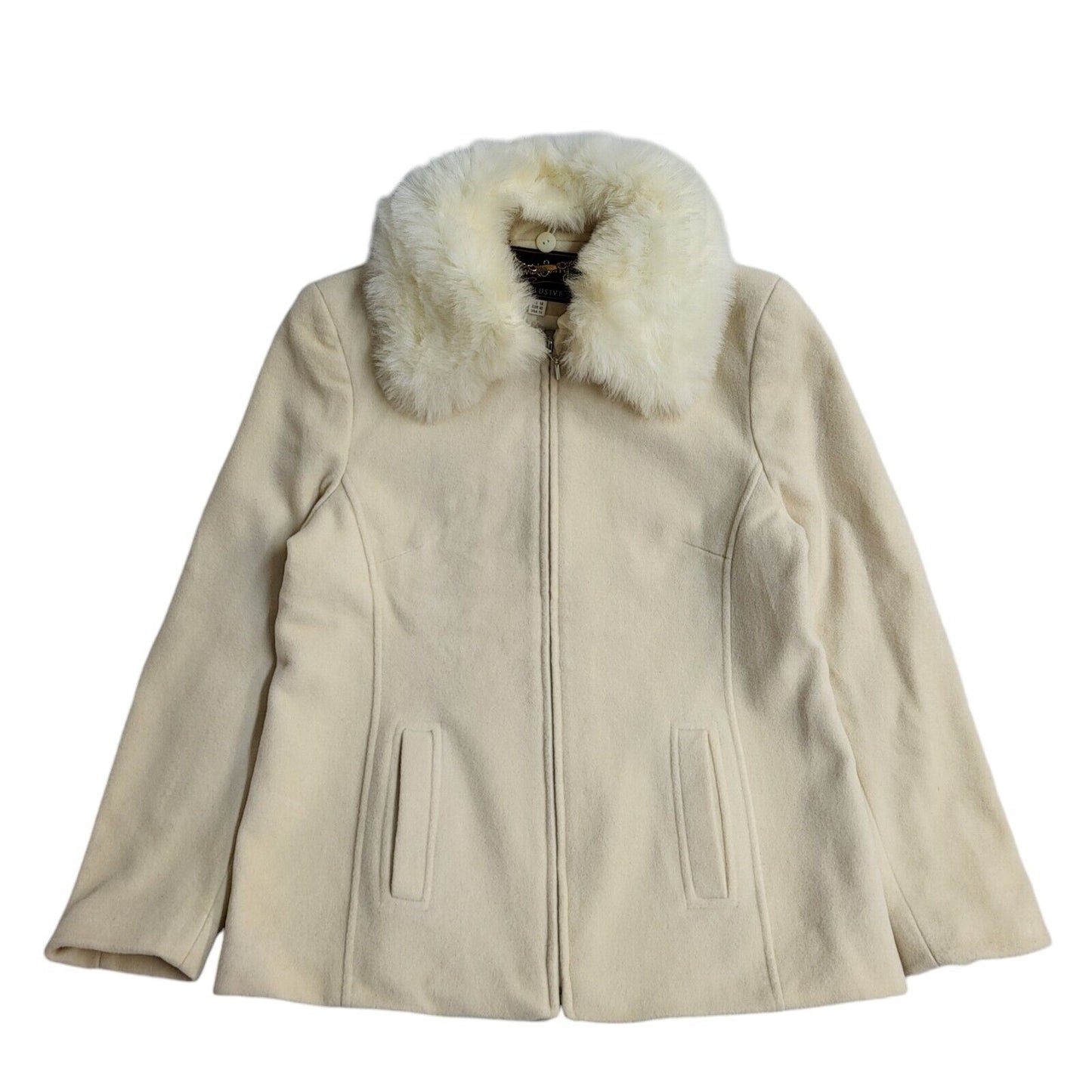 David Barry Vintage 90's Cream Faux Fur Coat UK Women's Size 16