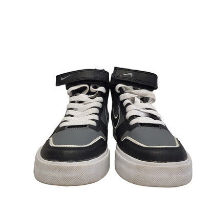 Nike Black Grey Mid Top Leather Casual Trainers Uk Kid's Size 5.5