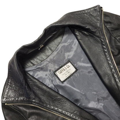 Gaffa & Co 90s Vintage Zip Up Black Leather Jacket Uk Women's Size Medium