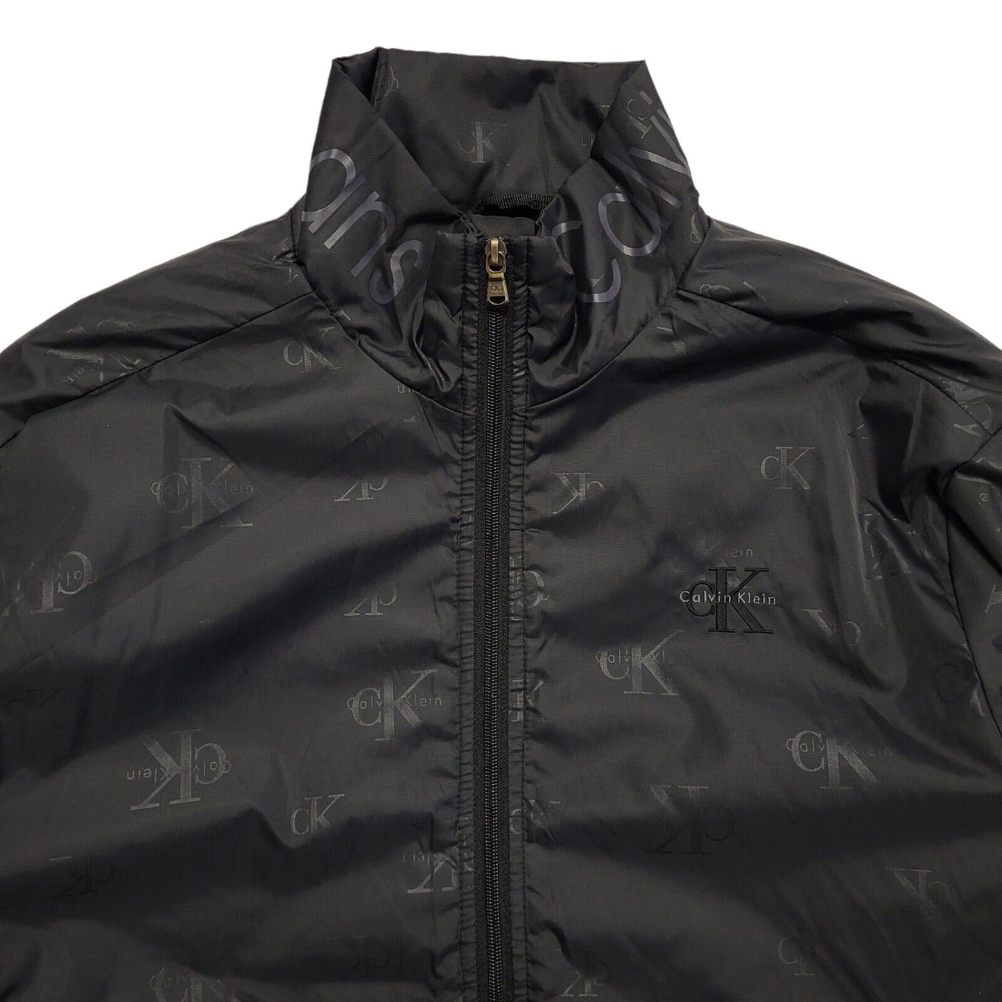 Calvin Klein Black Y2k Zipped Bomber Jacket Uk Men's Size XL
