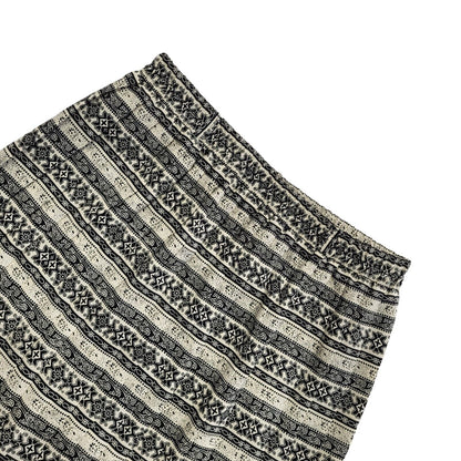 Vintage 90's Black & Beige Pleated Midi Skirt A-Line Womens UK 14 W32