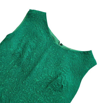 Vintage 70s Green Sleeveless Daywear Dress Uk Women's Size 10