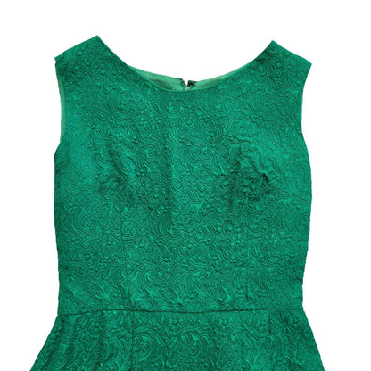 Vintage 70s Green Sleeveless Daywear Dress Uk Women's Size 10