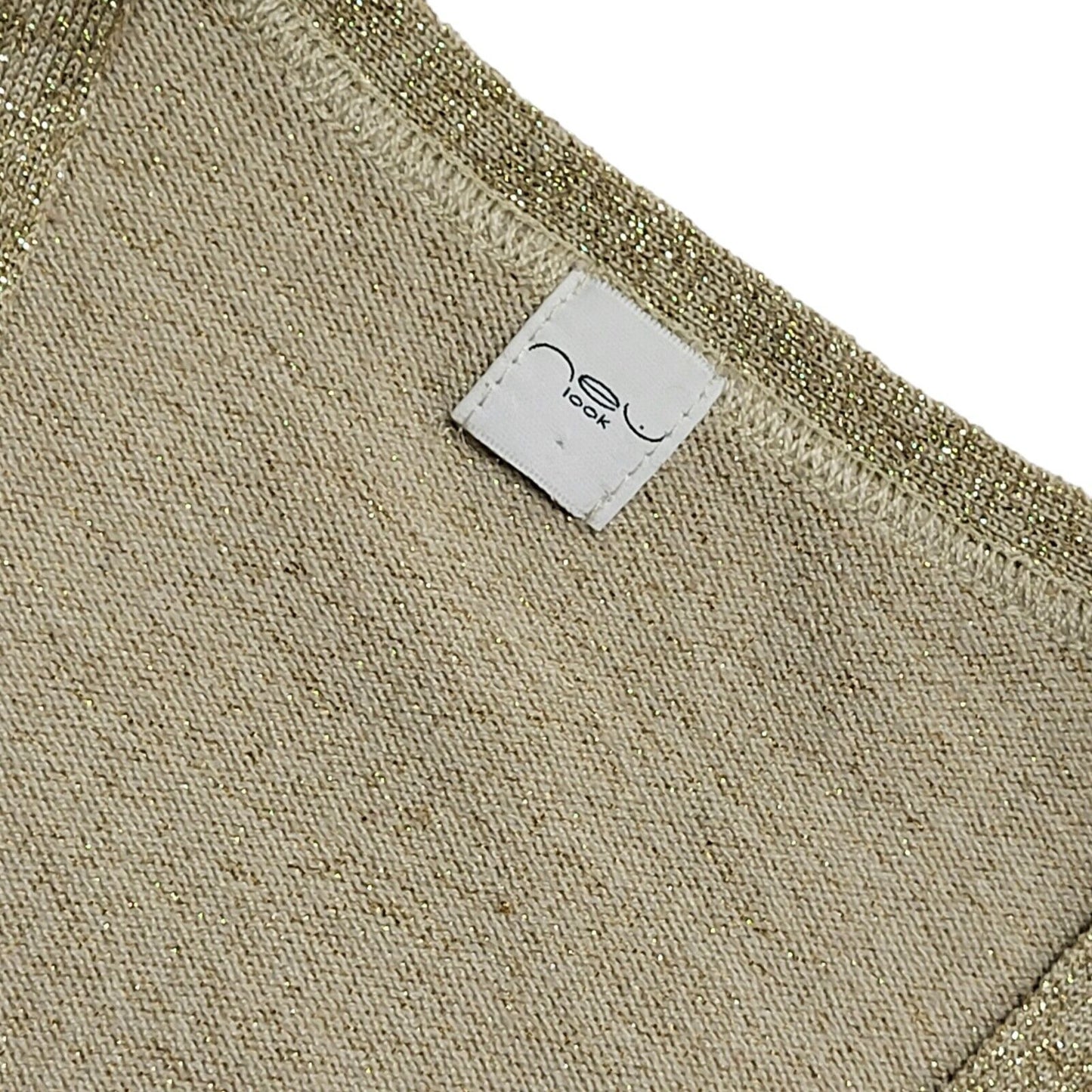 New Look Y2K Gold Glitter Short Sleeve Cropped Cardigan Womens UK 12