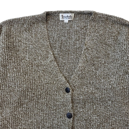 Instyle 90s Vintage Brown Acrylic Button-Up Cardigan Women's Size Free Size