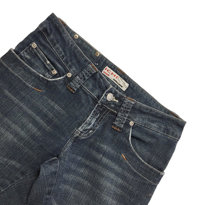 Ichi Vintage 90's Dark Blue Straight 3/4 Leg Jeans Uk Women's Size 10 W28 L21