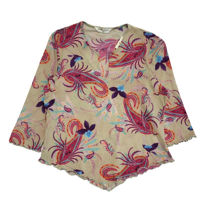 Dorothy Perkins Vintage 90s Beige & Pink Floral  Blouse BNWT Womens UK 16