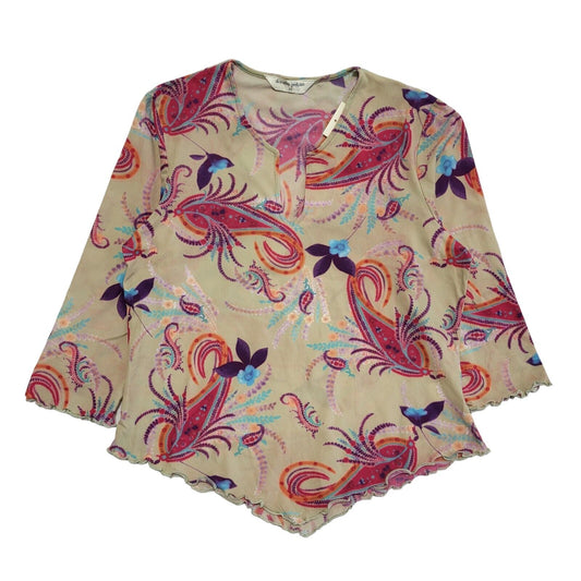 Dorothy Perkins Vintage 90s Beige & Pink Floral  Blouse BNWT Womens UK 16
