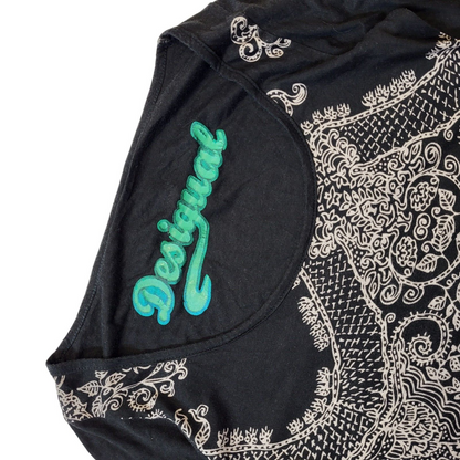 Desigual Y2K Black Floral Round Neck Long Sleeve Top Women's Size Small