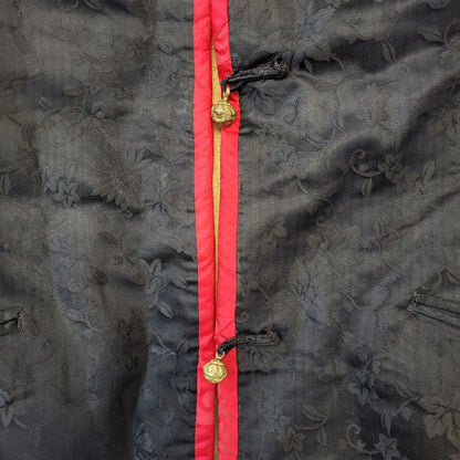 60's Vintage Japanese Black Red Floral Toggle Womens Jacket UK 16 EU 44