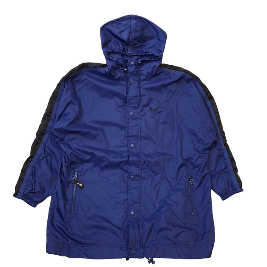 Nike 90s Vintage Blue Zip & Snap Hooded Windbreaker Jacket UK Men's Size XL