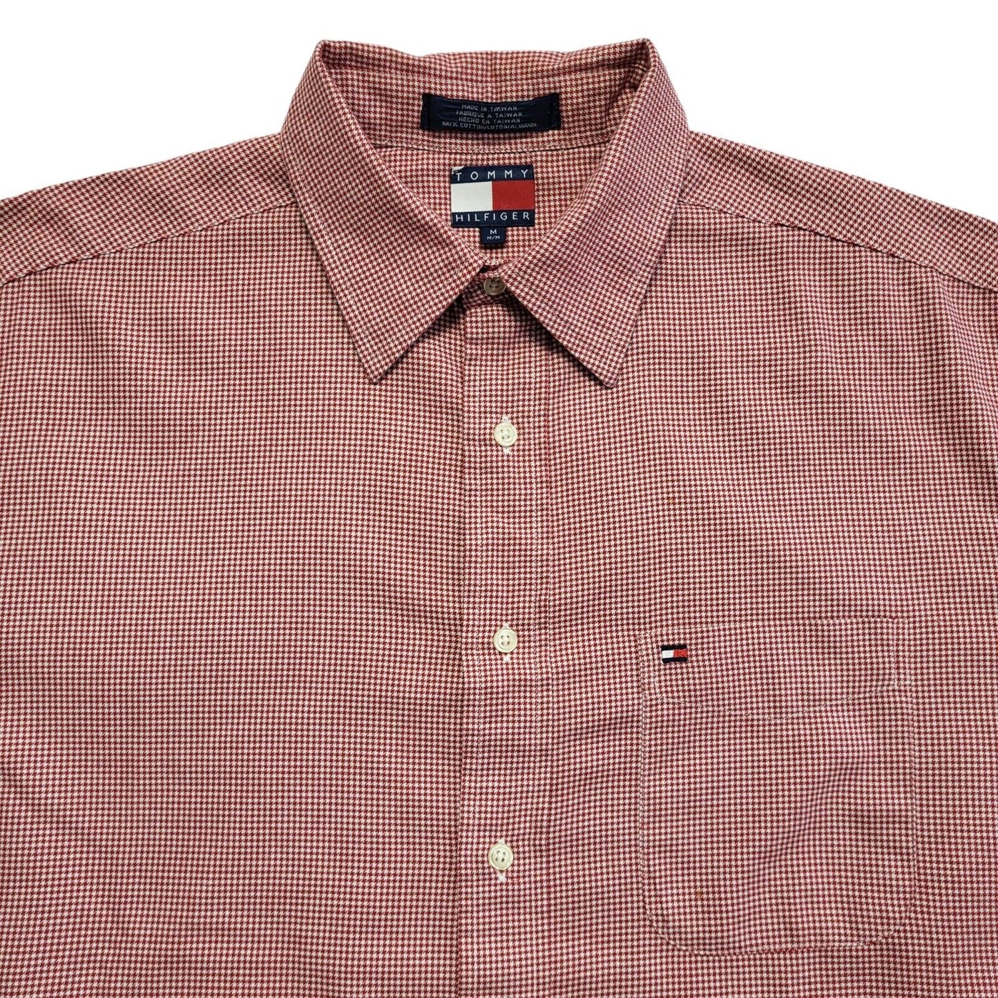 Tommy Hilfiger Vintage Y2k Red Check Long Sleeve Shirt Men's UK M