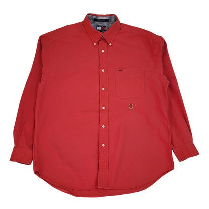 Tommy Hilfiger Y2k Red Long Sleeve Shirt Uk Men's Size Medium
