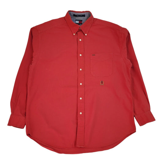 Tommy Hilfiger Y2k Red Long Sleeve Shirt Uk Men's Size Medium