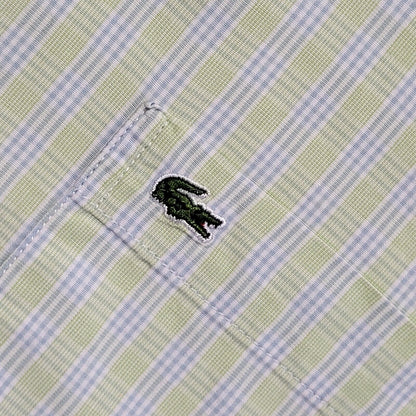 Lacoste Vintage 90's Green Blue Check Short Sleeve Shirt Men's UK L
