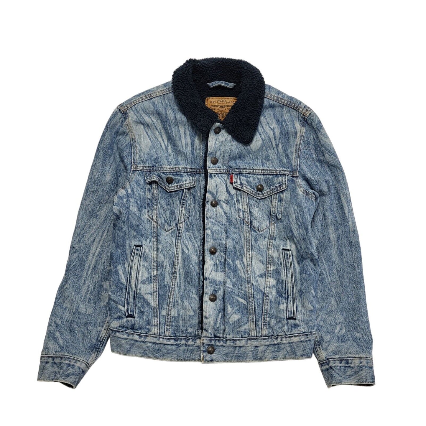 Levi's Light Blue Button Denim Fleece Sherpa Jacket Uk Men's Size Small
