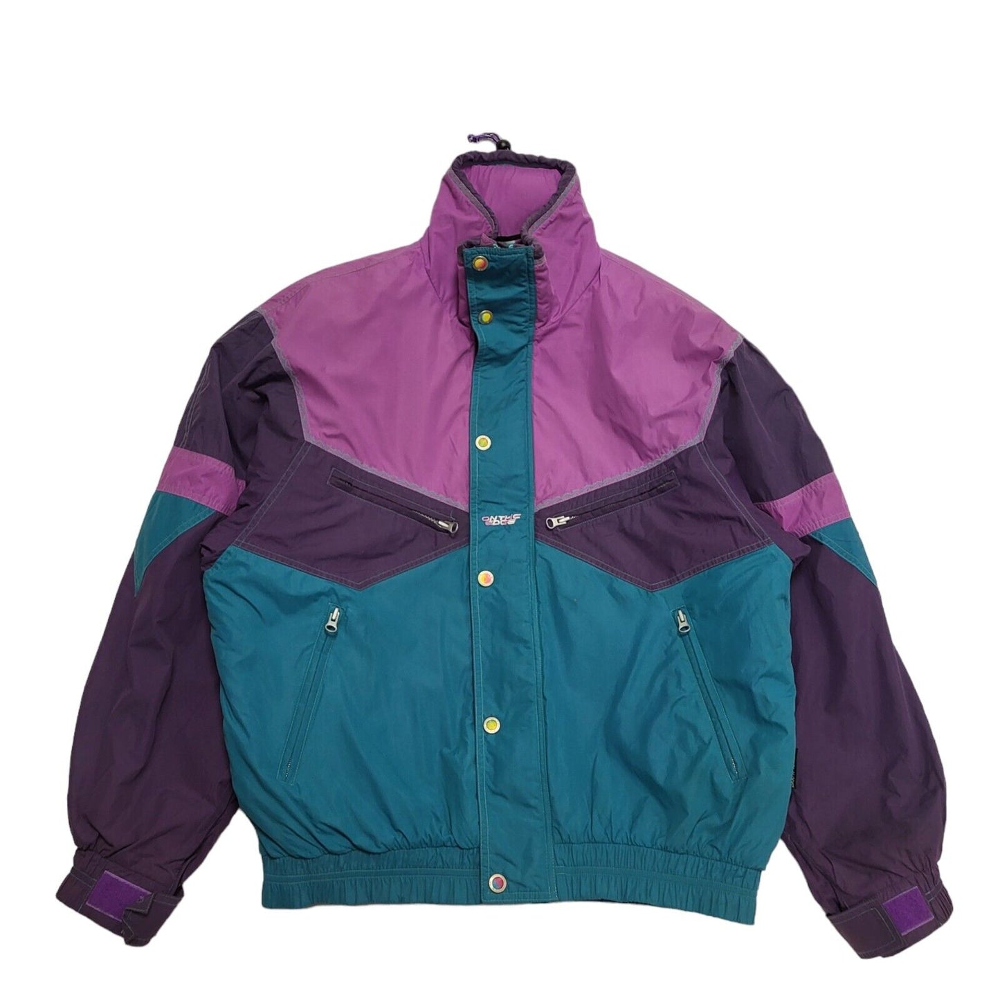 On The Edge 90s Purple & Teal Zip & Snap Jacket Uk Men's Size Medium
