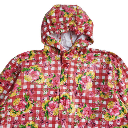 GAP 90s Pink & white Floral Check Raincoat Uk Women's Size L/XL