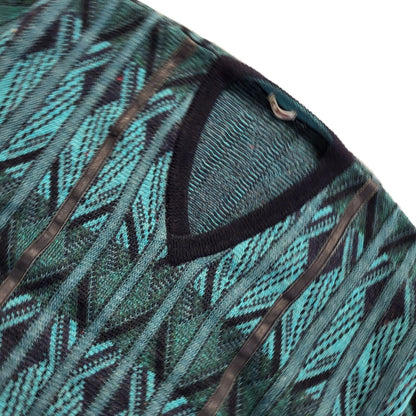 Gabicci Vintage 80s Blue Geometric V-Neck Jumper Men's UK L