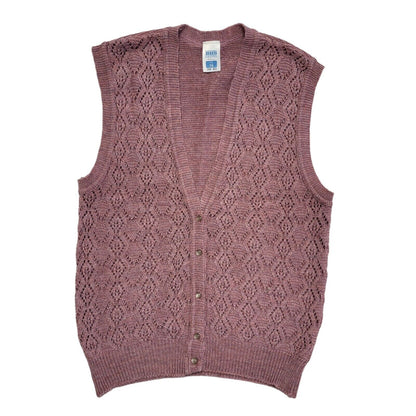 BHS Pink 80s Vintage Sleeveless Button Cardigan Uk Women's Size 16