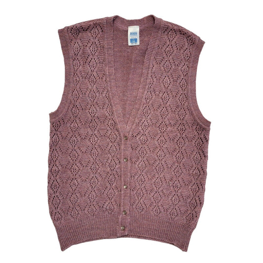 BHS Pink 80s Vintage Sleeveless Button Cardigan Uk Women's Size 16