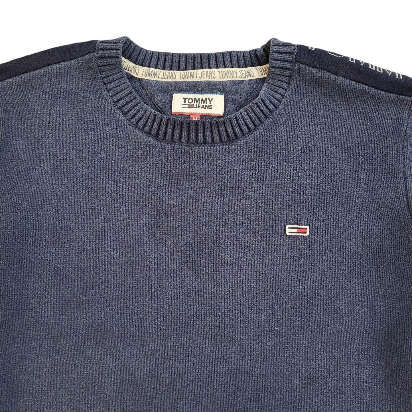 Tommy Hilfiger Navy Blue Y2k Crew Neck Jumper Uk Men's Size Medium