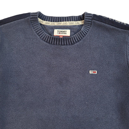 Tommy Hilfiger Navy Blue Y2k Crew Neck Jumper Uk Men's Size Medium
