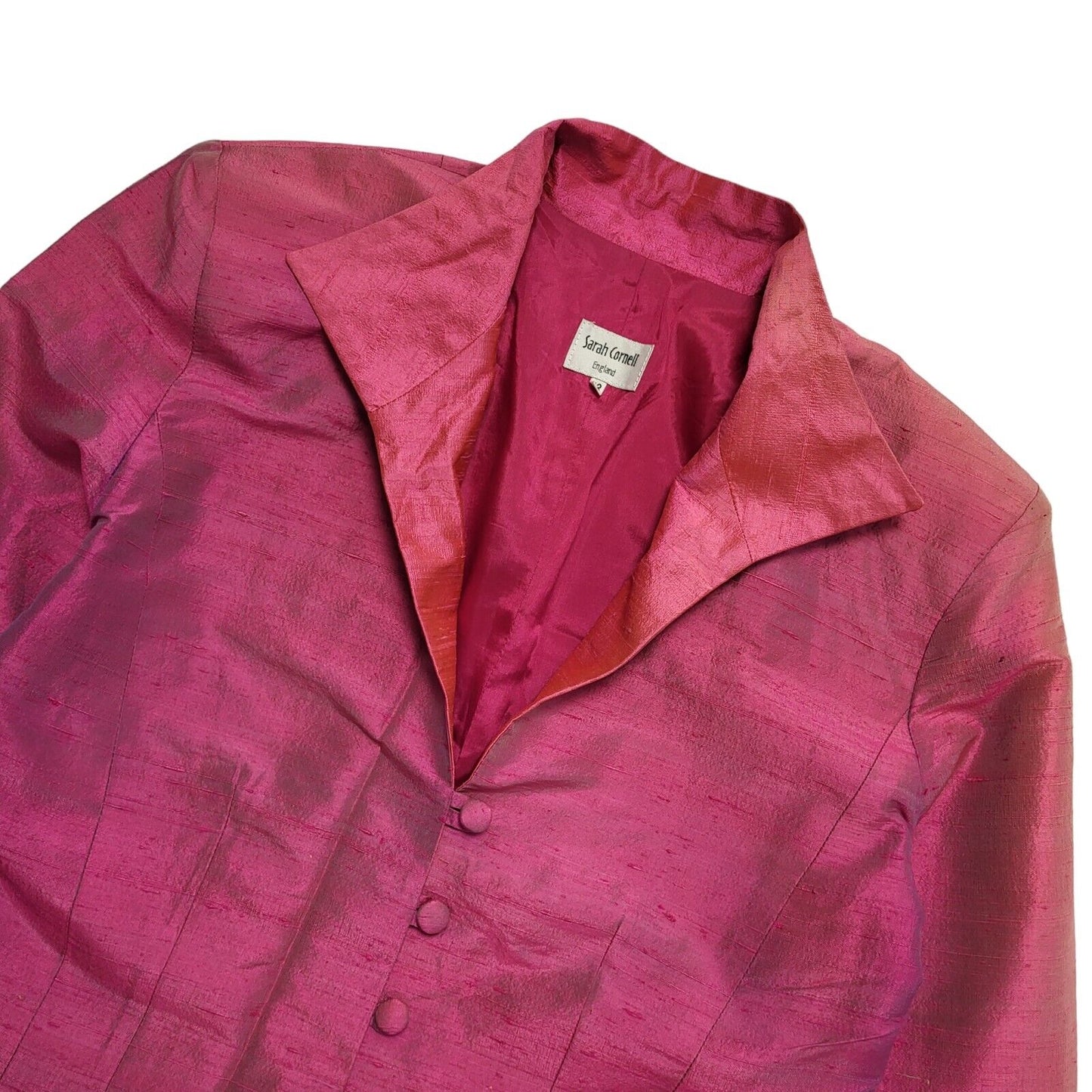 Sarah Cornell Pink Button Formal Longline Jacket UK Women's Size 12