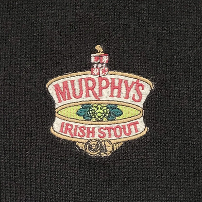 Glenmuir 90's Jumper Black Irish Stout Argyle V-Neck Long Sleeve Mens UK XL