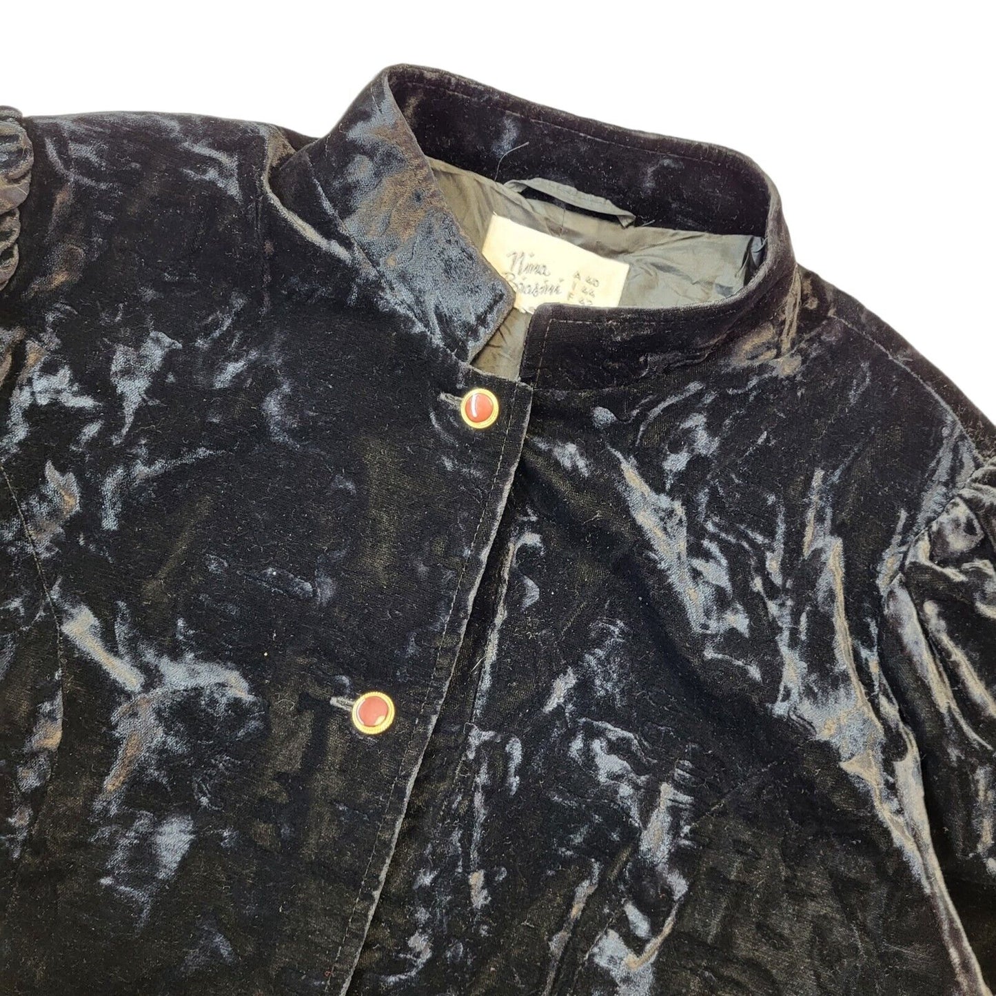 Nina Biasini 80s Vintage Black Velvet Button-Up Jacket Women's Size 14