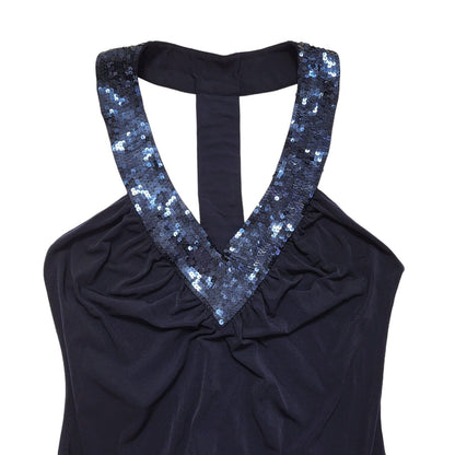 Next Y2K Blue Sequin Drawstring Racer Back Dress BNWT Womens UK 10