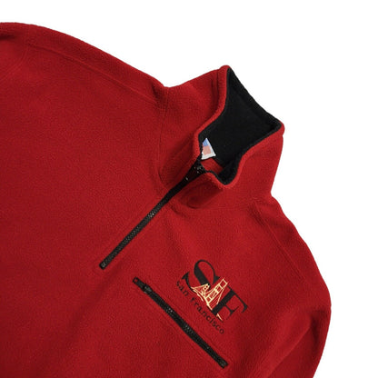 San Francisco Vintage 80's Red 1/4 Zip Fleece Sweatshirt Womens UK M