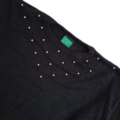 Canda Vintage 90's Black Pearl Detail Jumper UK Women's Size 14