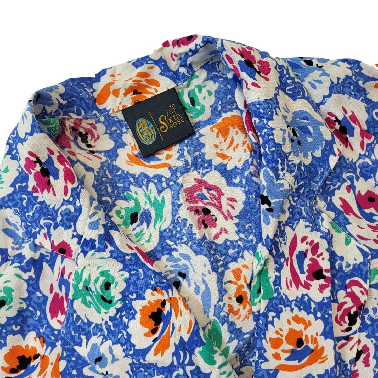 Sixth Sense C&A 80s Vintage Floral Button Up Blouse Women's 10
