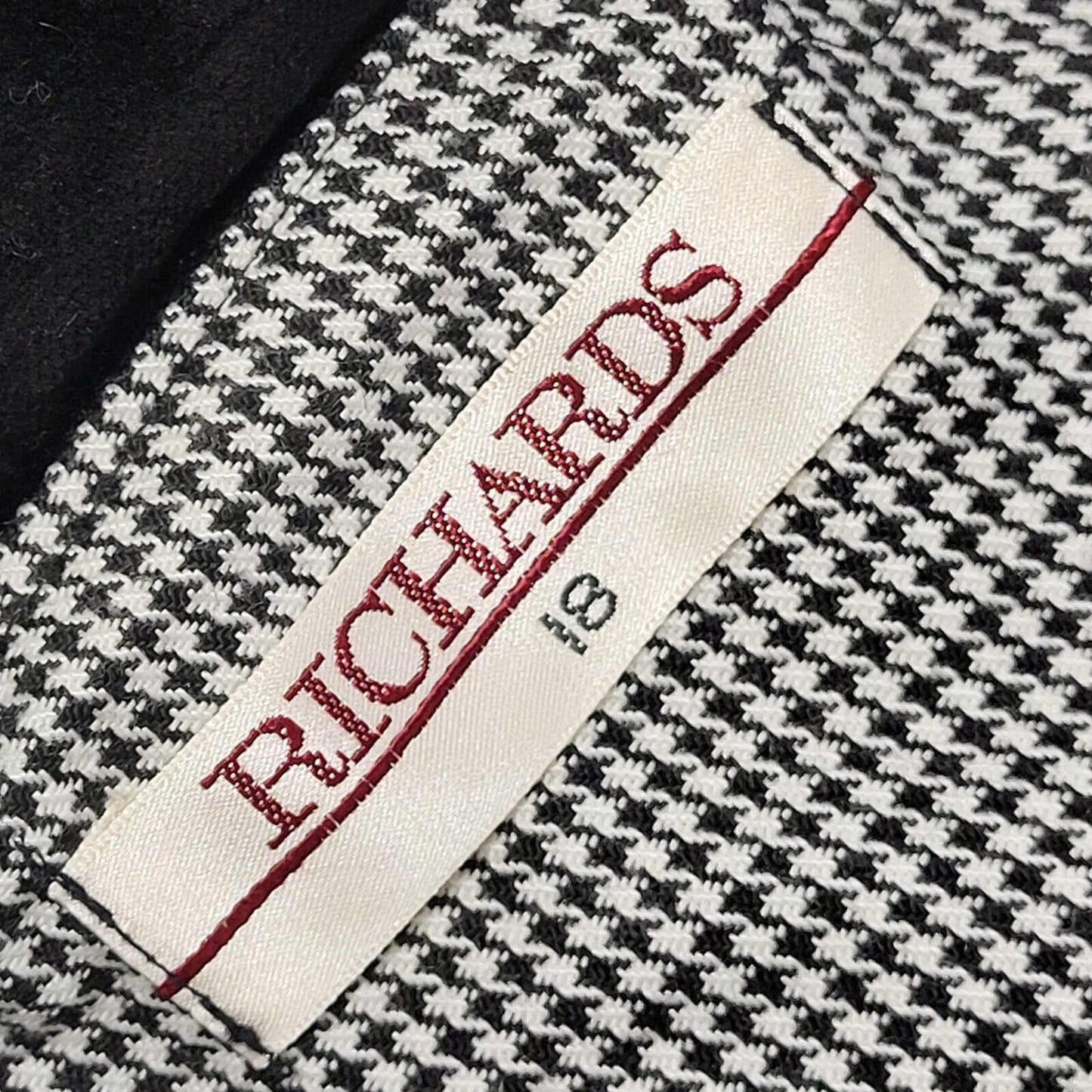Richards Vintage 80s Black White Check Long Sleeve Dress Uk Women's Size 18 W36